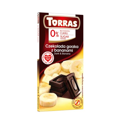 Horká čokoláda s banánmi, bez pridaného cukru, 75g TORRAS