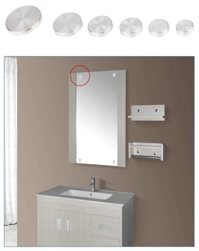 UPEVNENIE ZRKADLA SKLENENÁ TAŠKA SKRUTKA 4 ZÁSTRČKY MEDENÉ 20 mm INOX STRIEBORNÉ