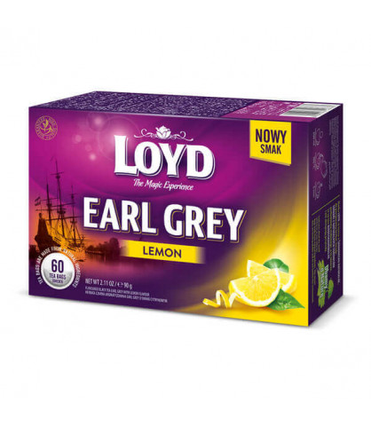 Expresný čierny čaj Earl Grey s citrónom veľké balenie 60 T. LOYD