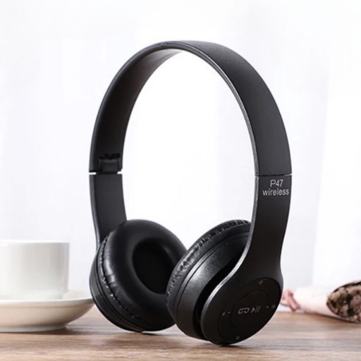 BEZDRÔTOVÉ SLÚCHADLÁ BLUETOOTH NA UCHY MP3 P47 ŠPORTOVÉ HERNÉ SLÚCHADLÁ ČIERNA
