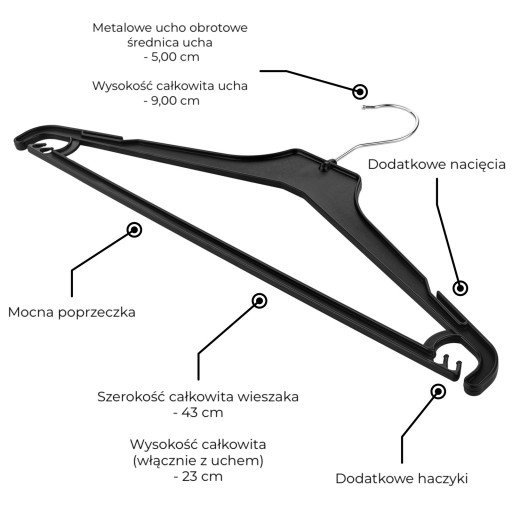 Vešiak - 10 ks prémiové 43 cm závesné vešiaky s hrazdou