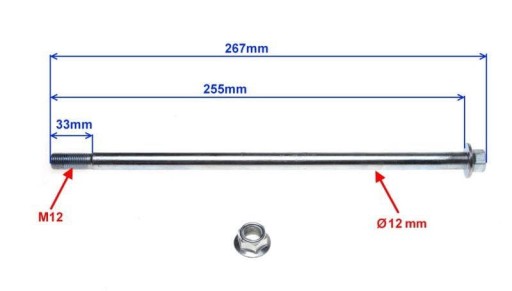 Os predného kolesa pre skúter M12X255