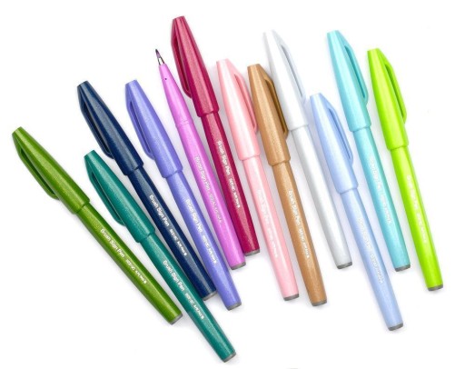 PENTEL Brush Sign Pen SES15 olivový popisovač