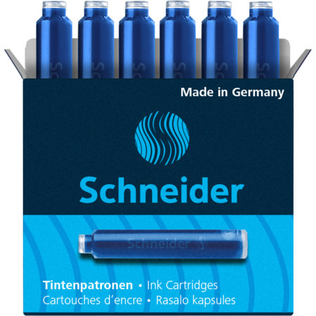 Modré náplne do pera SCHNEIDER Balenie po 6 ks