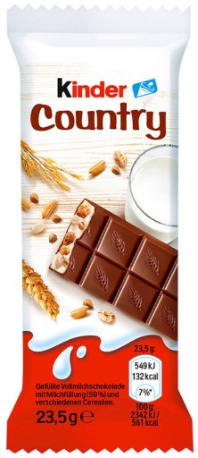 KINDER COUNTRY Čokoládové tyčinky s náplňou a cereáliami 9 ks FERRERO DE