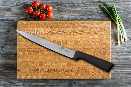 DOMÁCI GASTRONOMICKÝ NÔŽ DLHÝ NA SEKANIE ZELENINY A BYLINKOV OSTRÝ S BRDOU 21cm