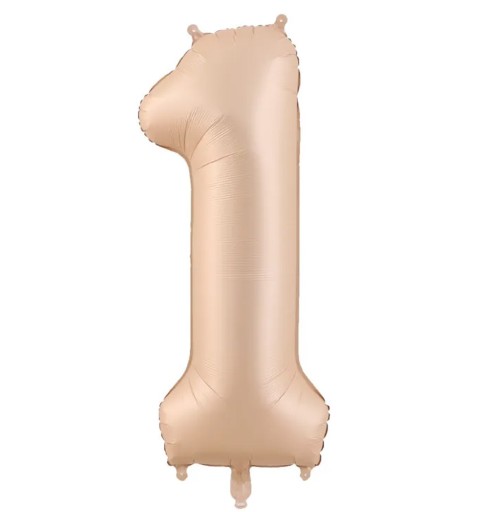 FÓLIOVÝ BALÓN, ČÍSLO 1, KRÉM, Boho KARAMEL, 100CM