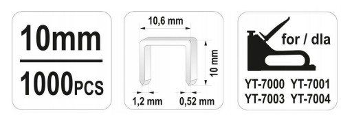 SPONKY 10mm 1,2mm 10,6mm 1000ks. YATO YT-7024