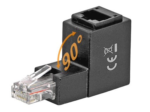 RJ45 adaptér uhlový 90 stupňov zástrčka-zásuvka cat.6 UTP DELOCK