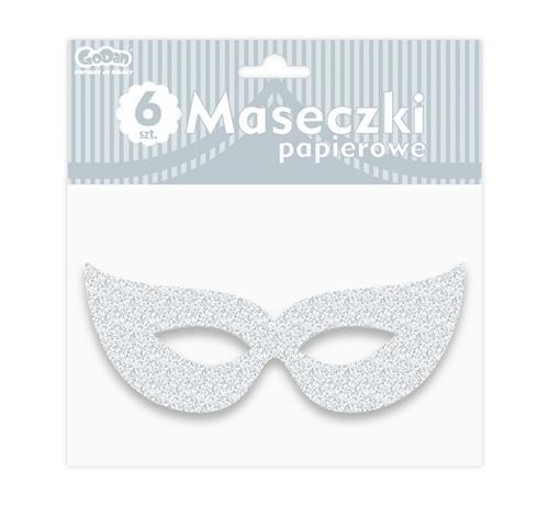 Strieborné papierové masky s trblietavým zdobením