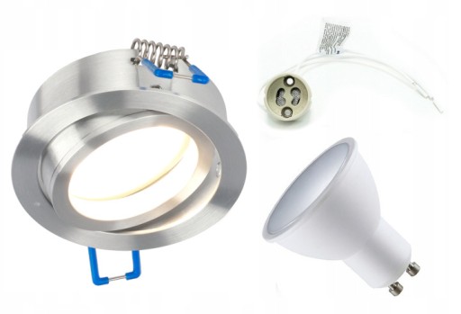 STROPNÉ OSVETLENIE, POHYBLIVÝ LED KRUH, STRIEBORNÁ EDO +GU10 +LED ŽIAROVKA