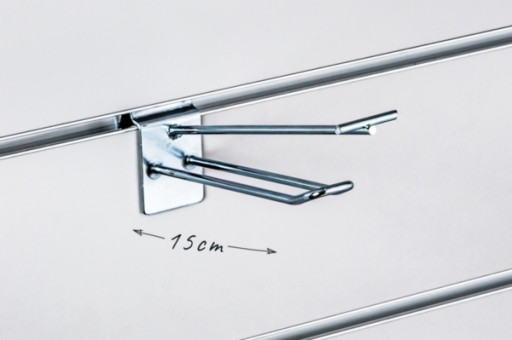 Slatwall dvojitý hák, pozinkovaný, s 30 cm predlžovacím ramenom
