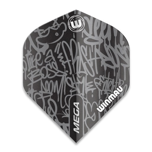Mega štandardné čierne pierka na šípky grafiti Winmau