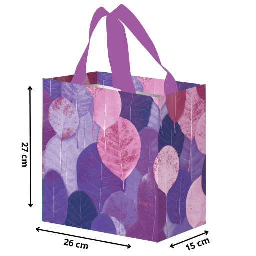nákupná taška TAŠKA malá sieťka do obchodu 26x15x27cm 10l LISTY fialová