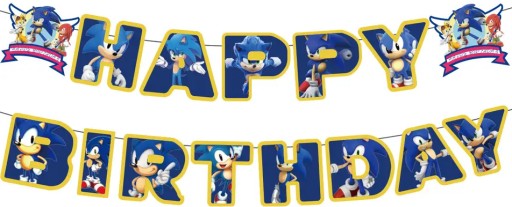 BIRTHDAY GARLAND BANNER SONIC BLESK VŠETKO VŠETKO NARODENINY NARODENINY 230cm