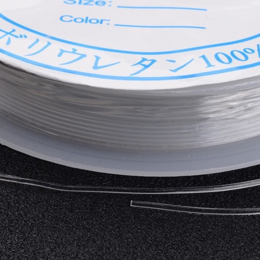 Elastická silikónová niť, na výrobu šperkov, bezfarebná, 0,8 mm, 7,5 m