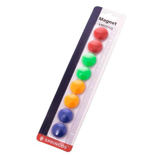 FAREBNÉ DOSKOVÉ MAGNETY, okrúhle, SILNÉ, KANCELÁRSKE DO CHLADNIČKY, 8 KS, 20MM