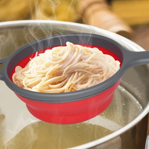 Skladací silikónový cedník s rukoväťou, cedník a sitko