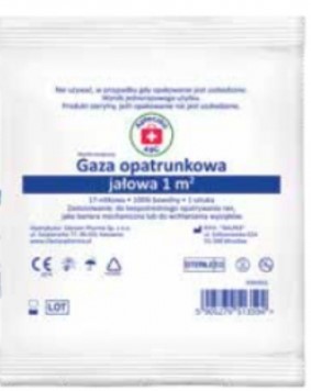 Sterilná obväzová gáza, 17 nití, 1 m2, 1 kus
