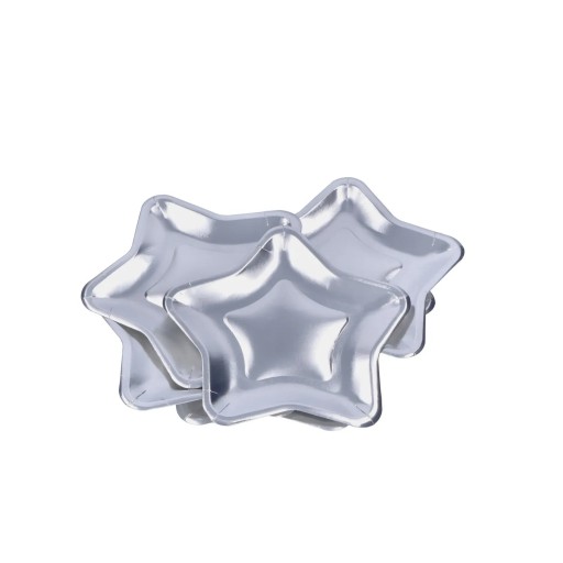 Jednorazové papierové taniere Star silver