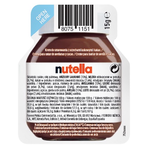 Nutella Krémová nátierka s orechmi a kakaom 15g