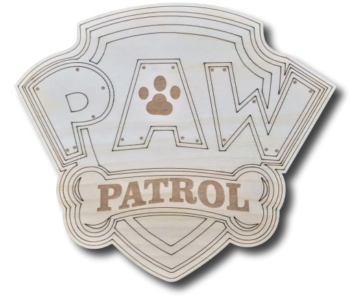 Drevená plaketa Paw Patrol s gravírovanou vlajkou