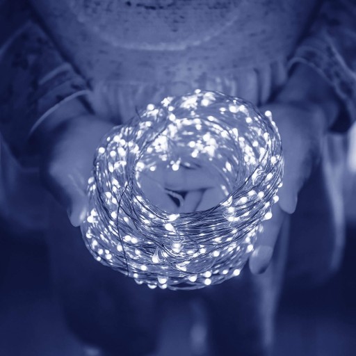 100 LED DRÔTOV SVIETLA NA VIANOČNÝ STROMČEK, STUDENÁ BIELE, MIKRO BATÉRIE