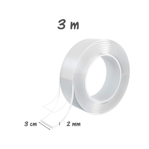 SUPER SILNÁ OBOJSTRANNÁ NANO MAGICKÁ SMART MONTÁŽNA PÁSKA 3cm x 3m