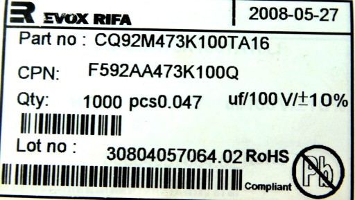 RIFA Ceramic 47nF 0,047uf 10% 100V DC 10ks.