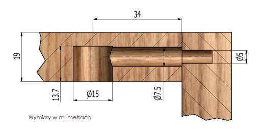 50x Excentrický nábytkový konektor fi15 pre 19mm dosku