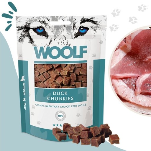 WOOLF DUCK CHUNKIES prírodná pochúťka z kačacích kociek 100g