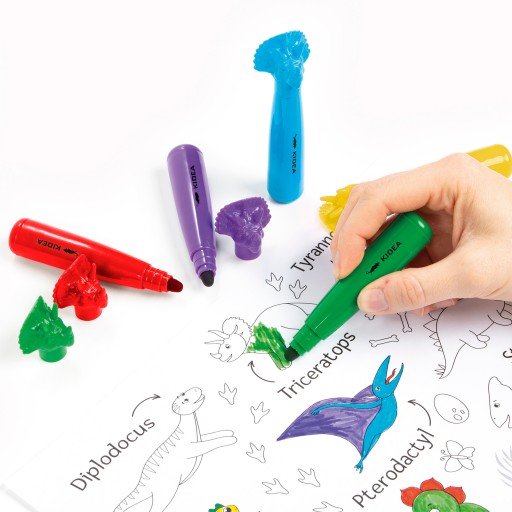 Fixky KIDEA Jumbo s figúrkou 6 farieb Dinosaury s pohodlným úchopom