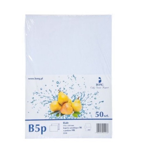 HK samolepiaca obálka s pruhom biela B5 (176 x 250 mm) Bong 50 kusov