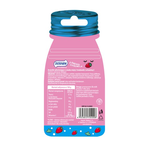 Cukríky BEZ CUKRU Dražé Jahodová mäta 16g.