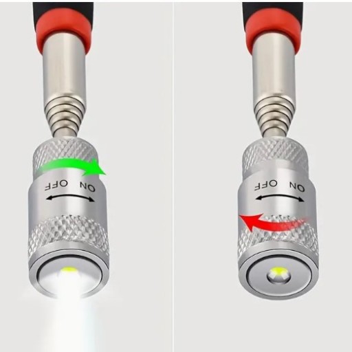 MAGNETICKÝ GRIPPER LED baterka, teleskopická 68 cm, inšpekčný magnet