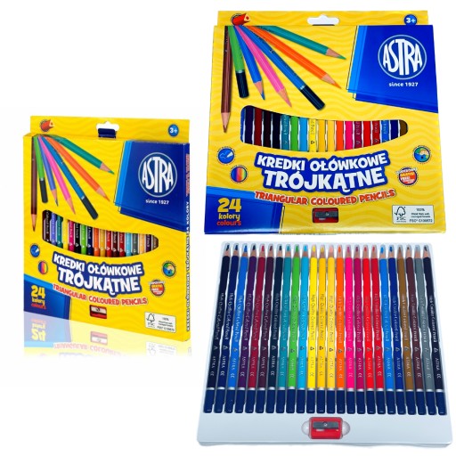 Ceruzkové pastelky 24 farieb Astra, trojuholníkové, 312110