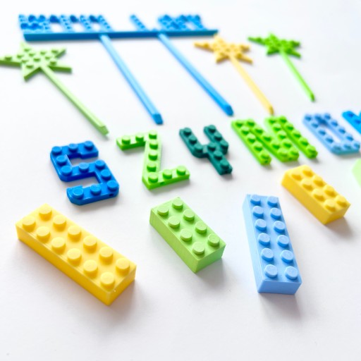 KAJAWIS Sada 6 kociek v štýle Lego 3D ozdoba na tortu EKO ozdoby na tortu