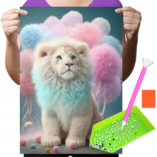 DIAMANTOVÁ VÝŠIVKA Diamantová maľba mozaika Diamantový set pre deti Lion