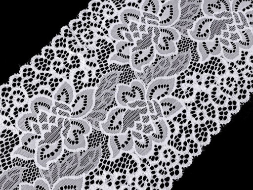 ŠTÝLOVÁ DEKORAČNÁ ČIPKA 17,5 CM ELASTICKÁ BIELA