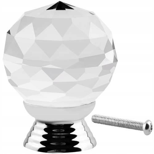 Nábytkový krištáľový gombík, úchytka 30 mm, ČÍRA