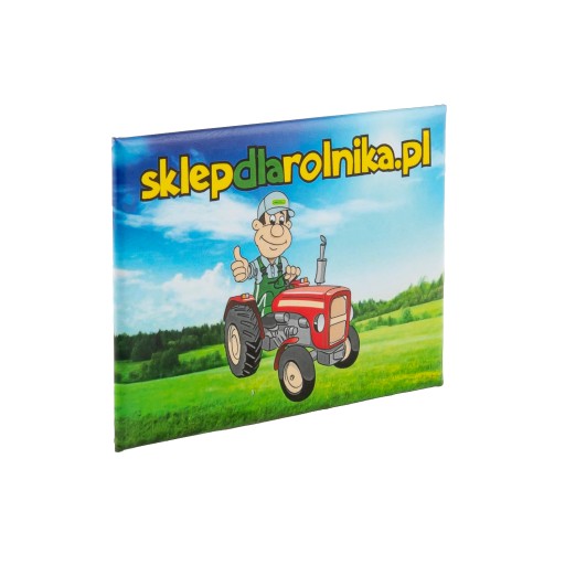HORIZONTÁLNY MAGNET 78x53 LÚKA S LOGOM predajňa FARMÁR