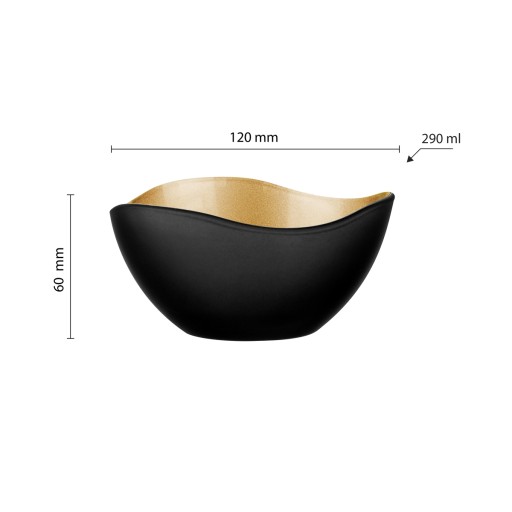 MISKA NA ŠALÁT NA DEZERTY, OVOCIE 12 cm, ZLATÁ A ČIERNA
