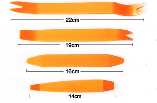 Sťahováky, kľúče, náradie na demontáž čalúnenia, 4 kusy, oranžové