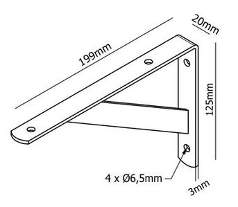 1x podpera police 200x125 <3mm> BIELA podpera držiak police okenný parapet
