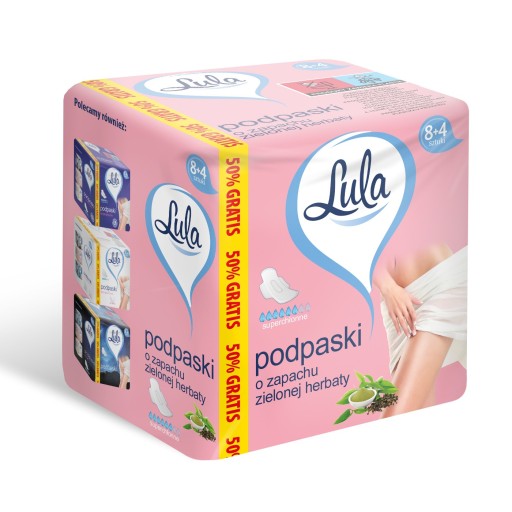LULA Super absorpčné hygienické vložky s vôňou Green Tea, 12 kusov