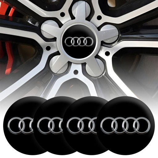 4 Emblémy Krytky ráfikov Kryty kolies Kolesá AUDI TOP SET 53 mm