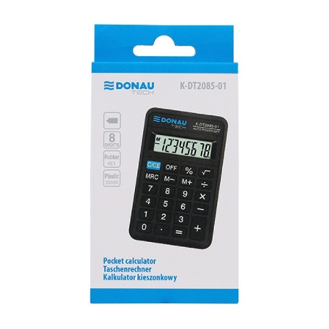 DONAU TECH vrecková kalkulačka, 8-miestna. čierna K-DT2085-01