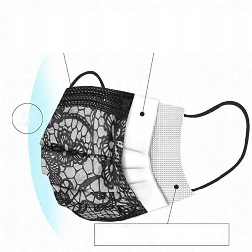 10 KS LACE BLACK MASK OCHRANNÁ MASKA