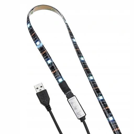 RGB LED PÚH USB S DIAĽKOVÝM 5V FAREBNÝM LED TV PODSVETĽENÍM TV 2M + DIAĽKOVÉ
