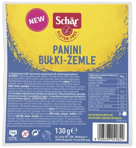 Bezlepkové rožky panini (2x65g) 130g Schar
